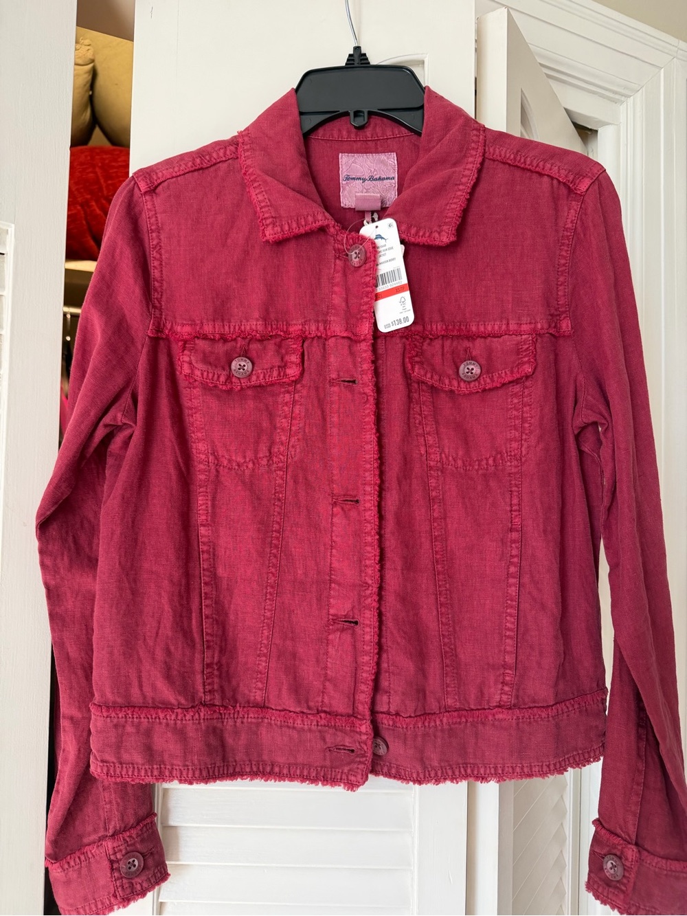 Tommy Bahama Women's Washed Berry Red Cotton Jacket